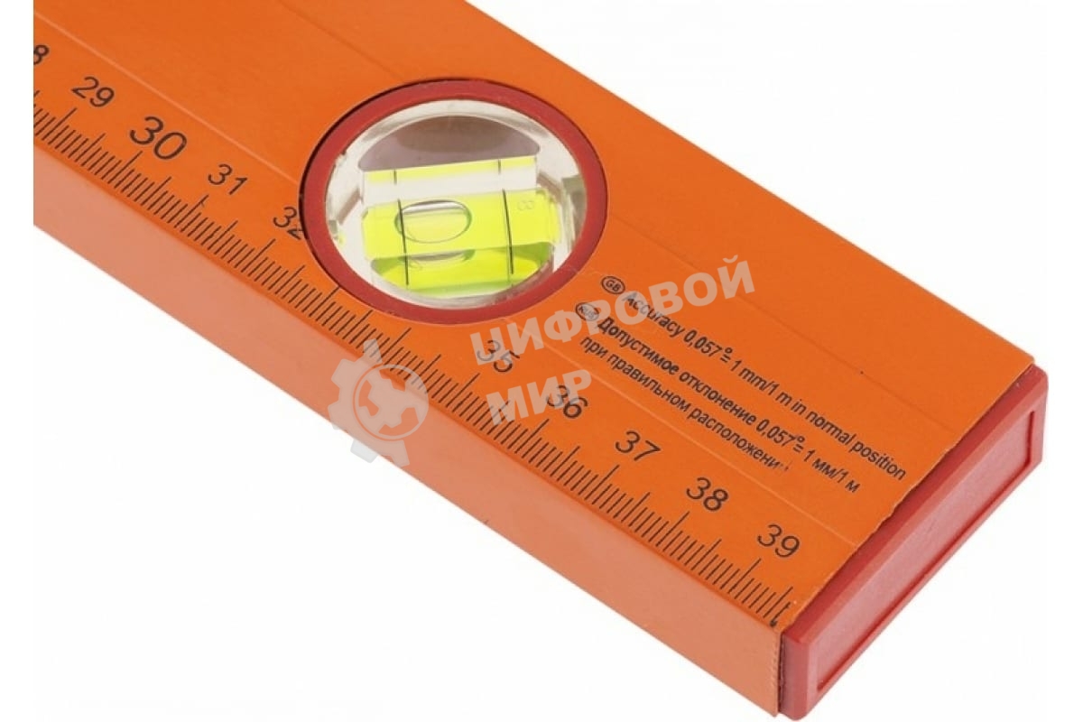 Уровень алюминиевый Sparta 400 мм, 3 глазка, желтый, линейка