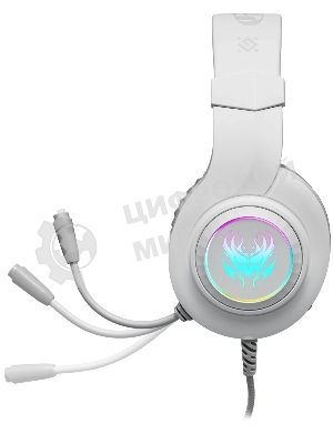 Гарнитура Defender Ghost LED белый, проводная, USB / 2 x mini jack 3.5 мм, подсветка