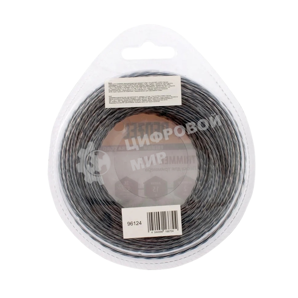 Леска для триммера Denzel двухкомпонентная квадрат 2,0мм 15 м EXTRA CORD 96124