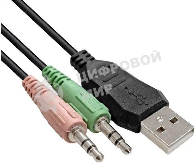 Гарнитура проводная полноразмерная игровая с микрофоном (гарнитура) ExeGate Gaming HS-520G (USB, 2x3.5мм, динамик 40мм, 20-20000Гц, длина кабеля 2.5м, регулировка громкости, RGb подсветка)