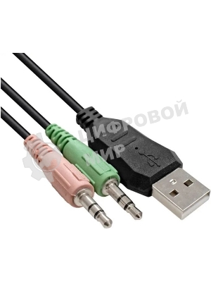 Гарнитура ExeGate Gaming HS-520G чёрный, проводная, 2 x mini jack 3.5 мм + USB, подсветка, регулятор громкости