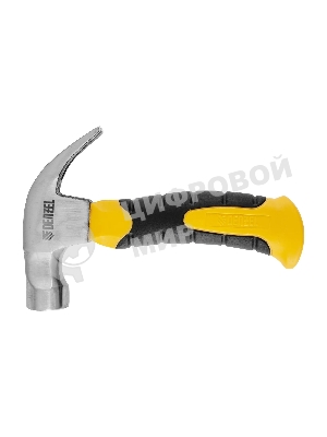 Молоток-гвоздодер мини Denzel, боек с магнитом, фибергласовая двухкомпонентная рукоятка, 9oz, 250г