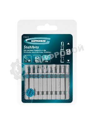 Бита Gross Torx 25х50мм, сталь S2, шестигр., 10 шт.