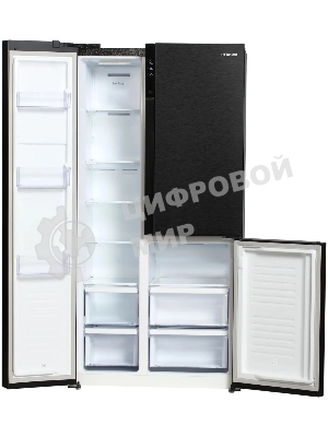 Холодильник Hyundai CS5073FV графит трехкамерный инвертер 292/167л морозилка сбоку, No Frost, Side by Side