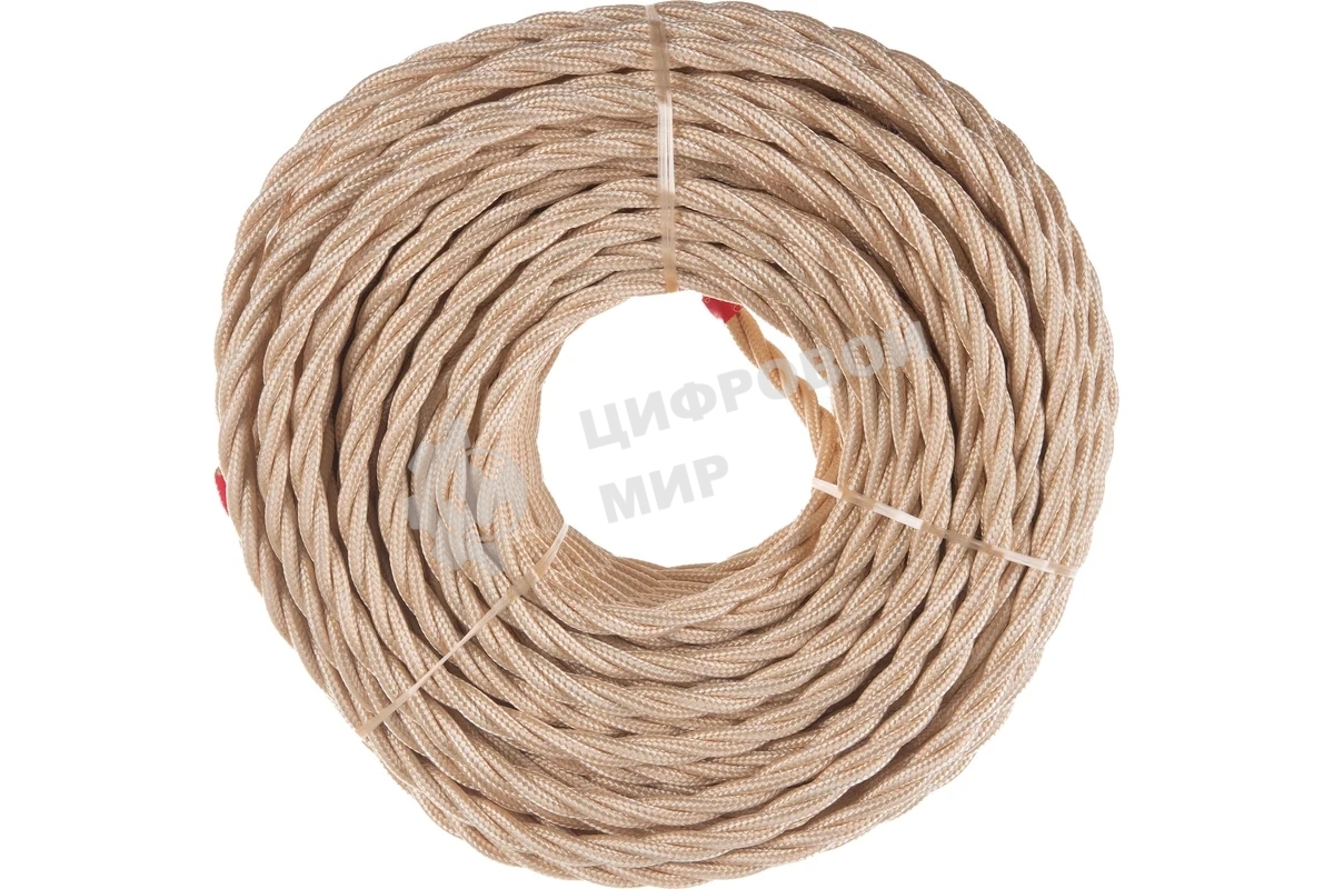Провод ретро Bironi B1-435-719-50 3х2.5 матовый песочное золото (уп. 50 м)