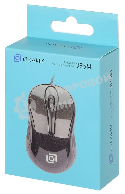 Мышь проводная Oklick 385M черный, 1000 dpi, USB, кнопки - 3