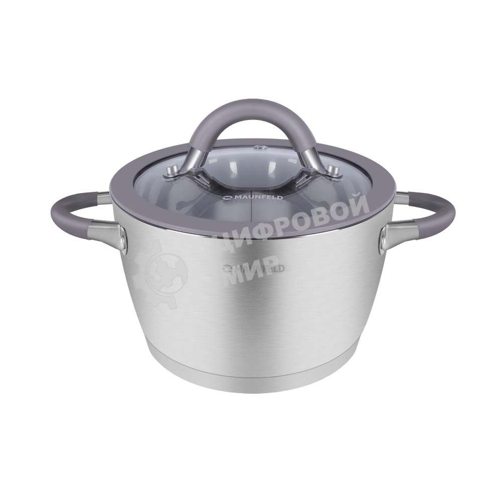Кастрюля Maunfeld Leona MF30LN01CR из нержавеющей стали со стеклянной крышкой, 18 см, 2,4 л.