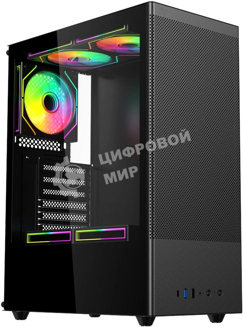 Компьютерный корпус ACD Citadel 108B ATX, Type-C + 2XUSB ports + HD audio combo, Mesh, TG, черный.