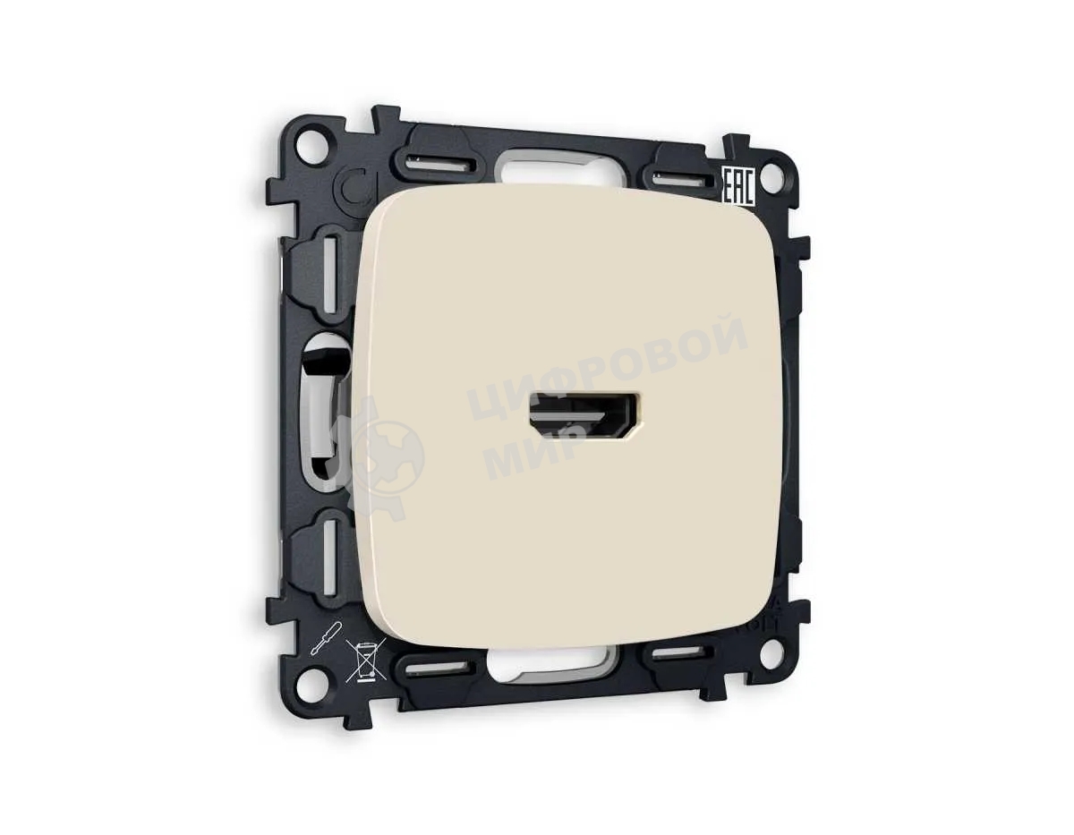 Комплект механизма розетки HDMI 2.0 OMEGA Бежевый матовый 40V/500MO 2.0GHz 5-18Gbit/s QUANT (OP3340, VM222) MO334010
