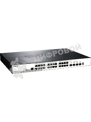 Коммутатор управляемый стекируемый D-Link DGS-1510-28XMP/A1A SmartPro с 24 портами 10/100/1000Base-T с поддержкой РоЕ и 4 портами 10G Base-X SFP+
