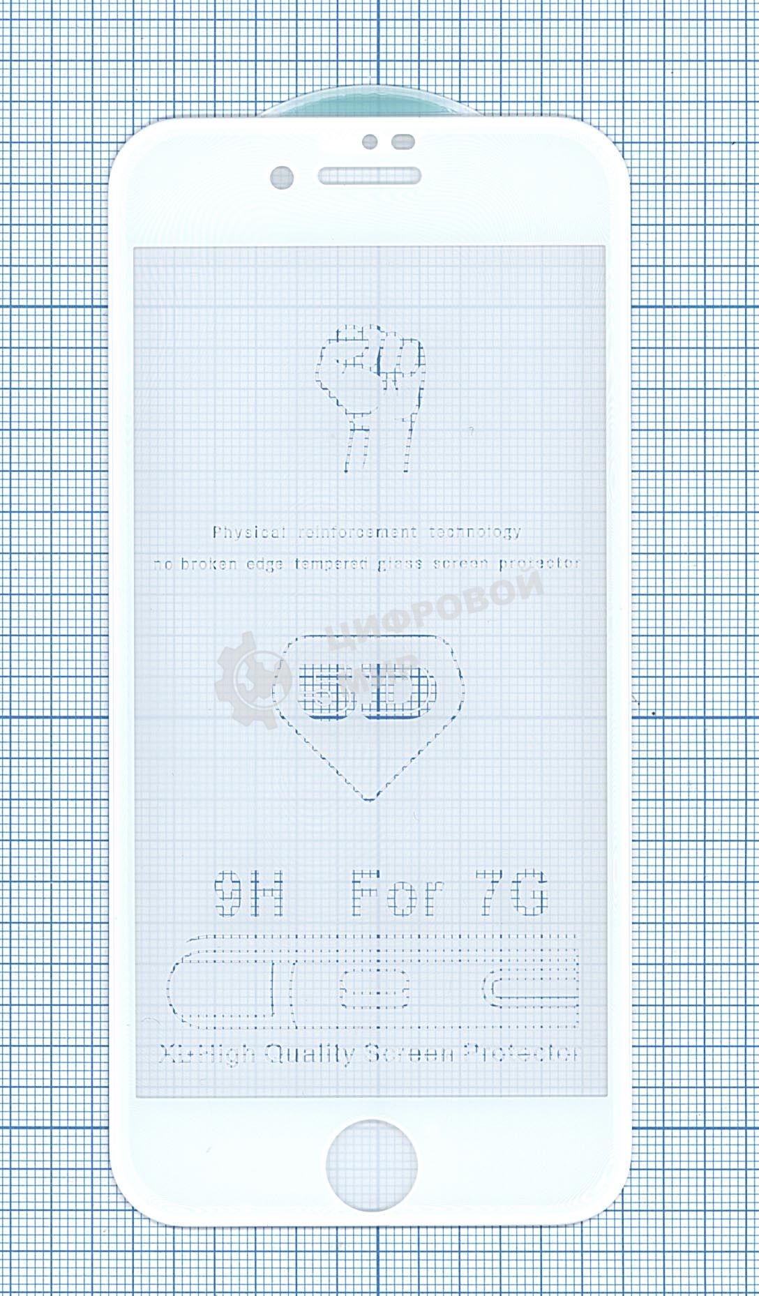 Защитное стекло 5D для Apple iPhone 7/8 белый