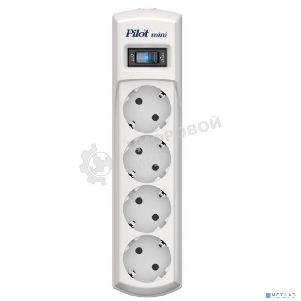 Сетевой фильтр Pilot mini 1.8 м, 4 розетки, белый, коробка