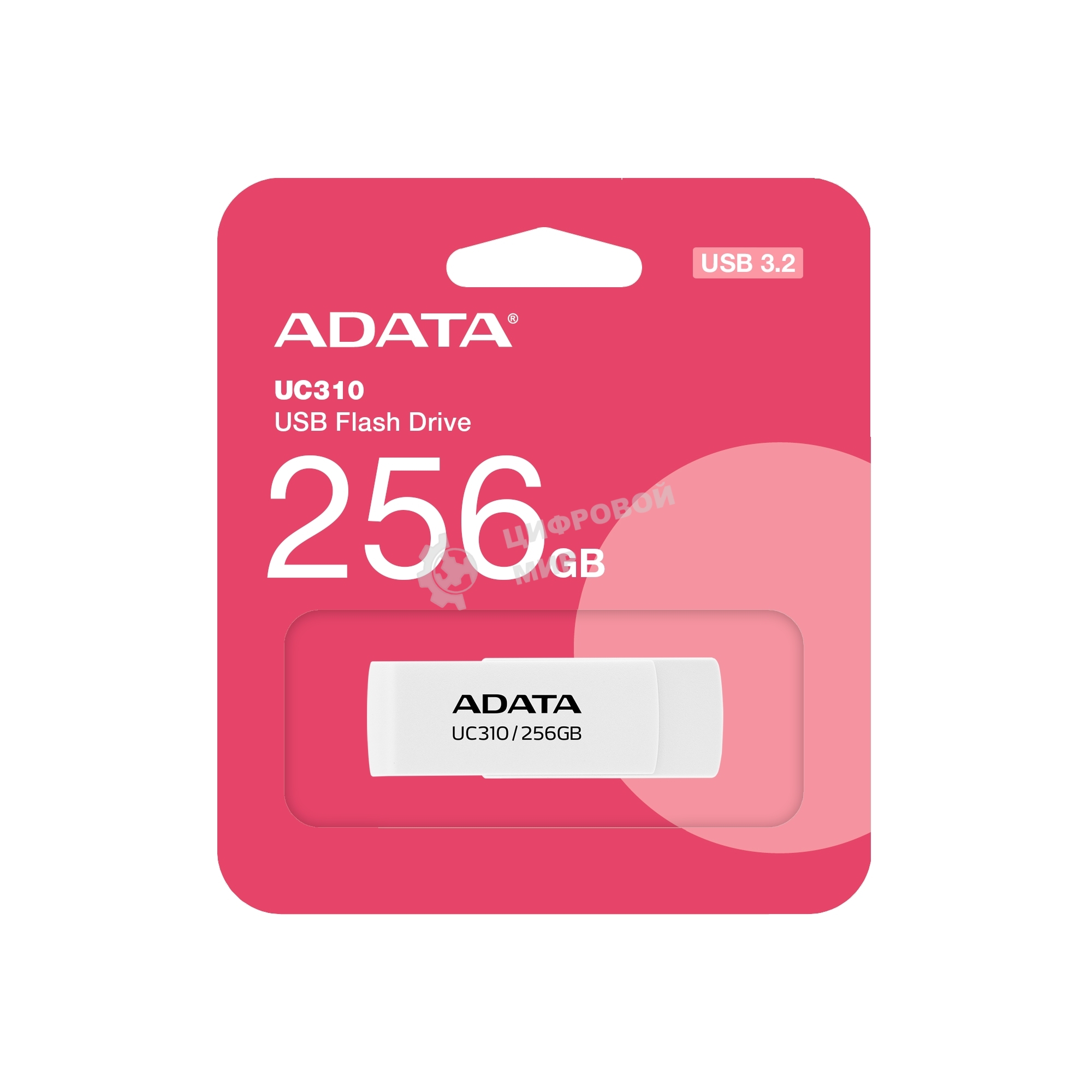 Флешка USB ADATA UC310 (UC310-256G-RWH), 256Gb, USB 3.2 Gen1, R/W 100/30, белый
