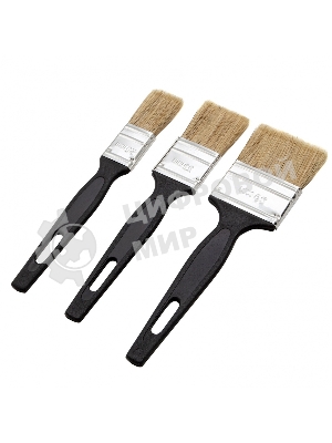 Набор кистей Сибртех флейцевых 3шт. (25 мм, 35 мм, 50мм), натуральная щетина, пластиковая рукоятка