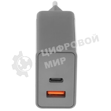 Сетевое зарядное устройство BQ Charger 38W2A01 (2 ports Type-C + USB, PD 20W+QC3.0 18W, 38W total) серый
