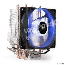 Кулер для процессора ExeGate Wizard EXX200-PWM.BLUE серебристый, 90 мм, алюминий/медь, 2400 об/мин, 24 дБ, 4 pin, 95 Вт, 130 мм