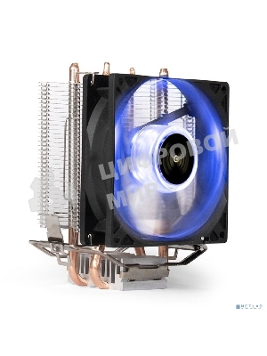 Кулер для процессора ExeGate Wizard EXX200-PWM.BLUE серебристый, 90 мм, алюминий/медь, 2400 об/мин, 24 дБ, 4 pin, 95 Вт, 130 мм