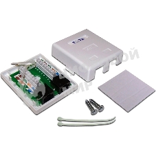 Настенная розетка, 2 порта RJ-45 категории 6, UTP, белая