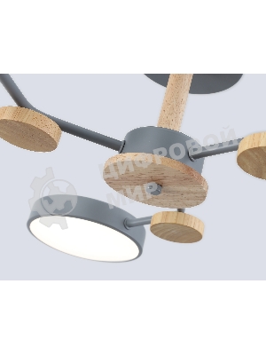 Светильник Ambrella light FL4856/3 GR/WD серый/дерево 54W 3000-6000K D660*170 (без ПДУ)