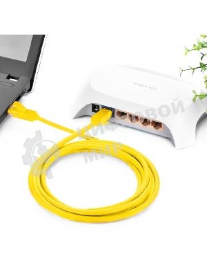 Патч-корд Greenconnect UTP прямой ethernet 0.5m cat.5е, RJ45, литой (Желтый) (GCR-LNC02-0.5m)