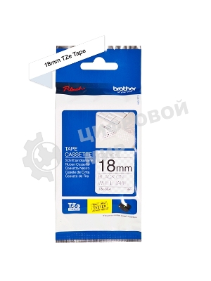 Картридж Brother TZ-ESE4 18 мм, 8 м, черный шрифт, белый фон, с ламинированной пломбировочной лентой, для BROTHER P-Touch