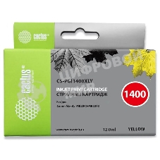 Картридж струйный Cactus CS-PGI1400XLY желтый (12 мл) для HP Canon MB2050/MB2350/MB2040/MB2340