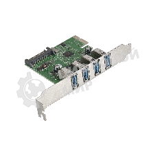 Контроллер ExeGate EXE-314 PCI-E 2.0, 4*USB 3.0 ext, разъем доп.питания (OEM)