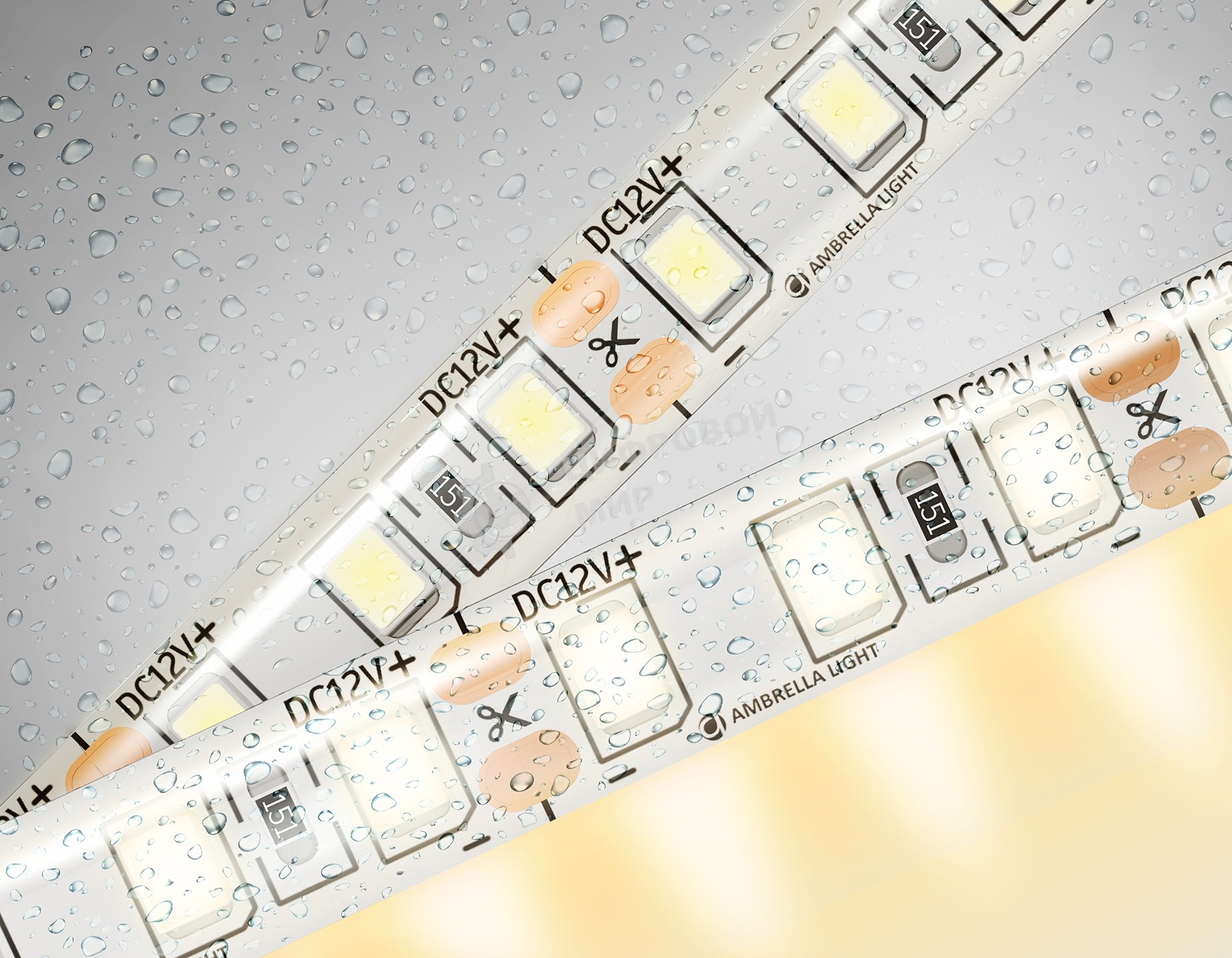Светодиодная лента Ambrella light GS1201 2835 120Led/ 9.6W m/ 12V IP65 3000K/ 5000*8*2.27mm (2 конт.)