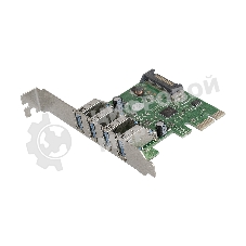 Контроллер ExeGate EXE-314 PCI-E 2.0, 4*USB 3.0 ext, разъем доп.питания (OEM)