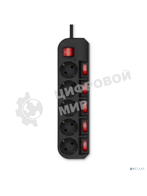 Сетевой фильтр Buro 500SH-3-SW-B 3 м, 5 розеток, черный, коробка