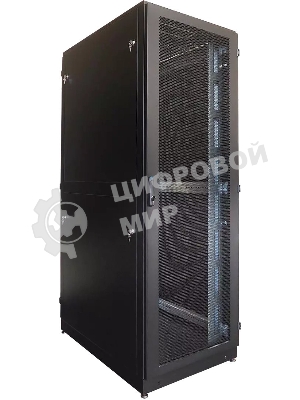 Шкаф серверный напольный 42U (800 1200) дверь перфорированная, задние двойные перфорированные, черный