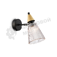 Настенный светильник Ambrella light LH58118 BK/LW/SM черный/светлое дерево/дымчатый E14 max 40W 180*110*200