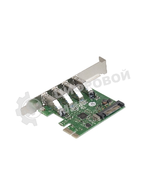 Контроллер ExeGate EXE-314 PCI-E 2.0, 4*USB 3.0 ext, разъем доп.питания (OEM)
