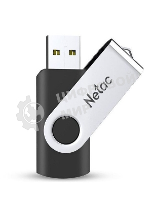 Флешка USB Netac U505 (NT03U505N-064G-20BK), 64Gb, USB 2.0, R/W 70/30, черный/серебристый