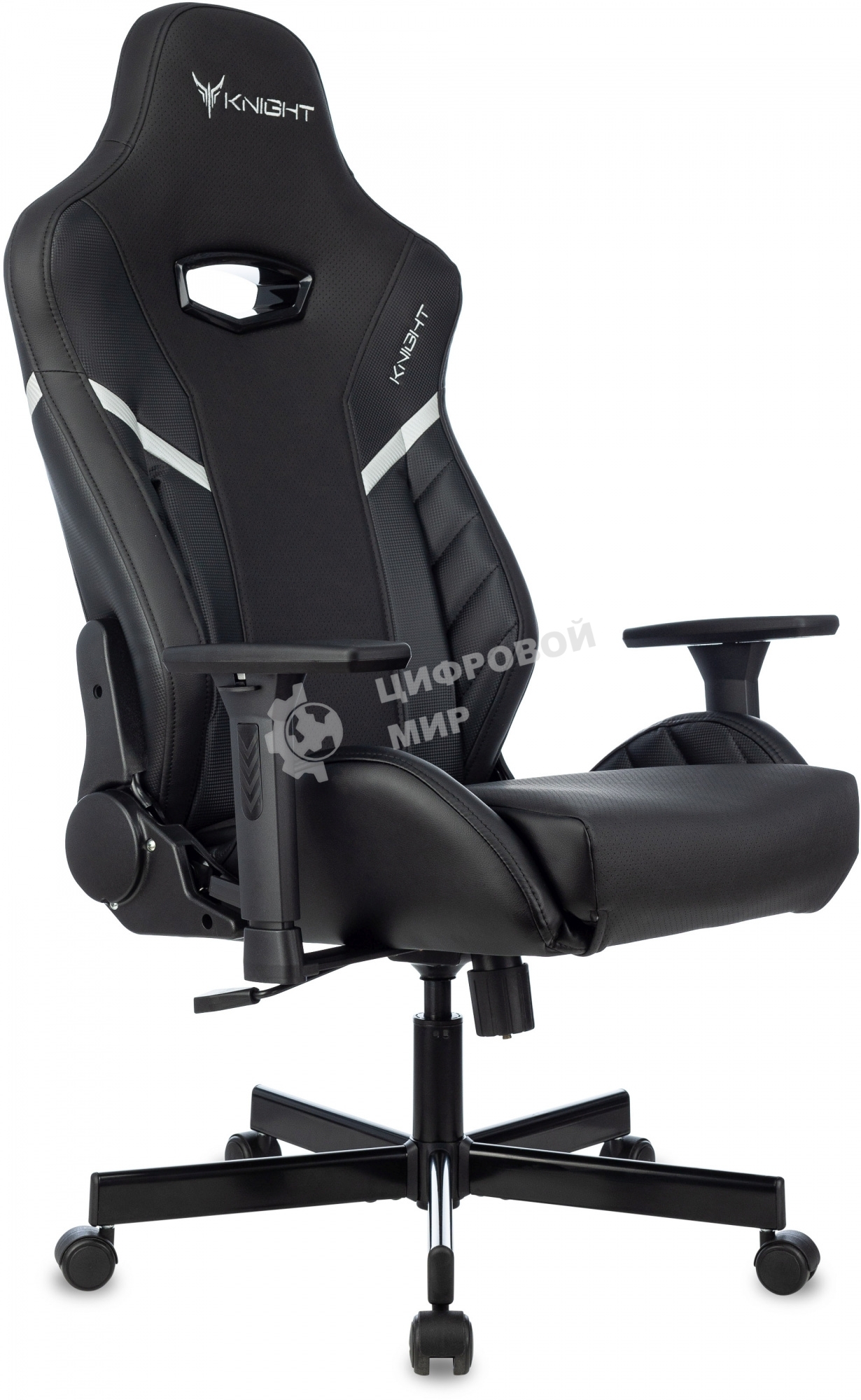 Кресло игровое Knight Thunder 5X черный эко.кожа крестов. металл
