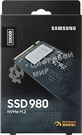 Накопитель SSD Samsung 980 MZ-V8V500BW, 500Gb, PCIe 3.0 x4, M.2 2280, NVMe, R/W 3100/2600