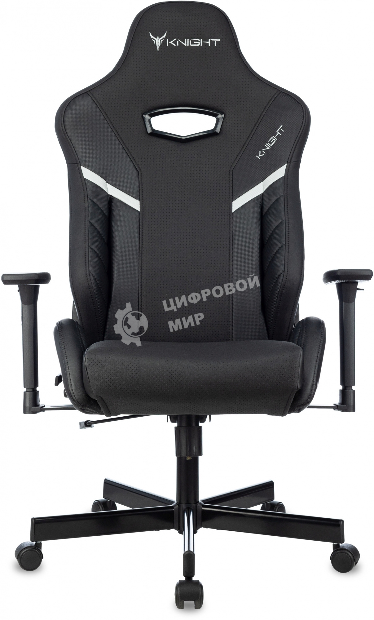 Кресло игровое Knight Thunder 5X черный эко.кожа крестов. металл