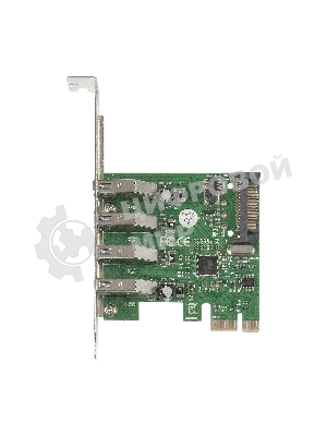 Контроллер ExeGate EXE-314 PCI-E 2.0, 4*USB 3.0 ext, разъем доп.питания (OEM)