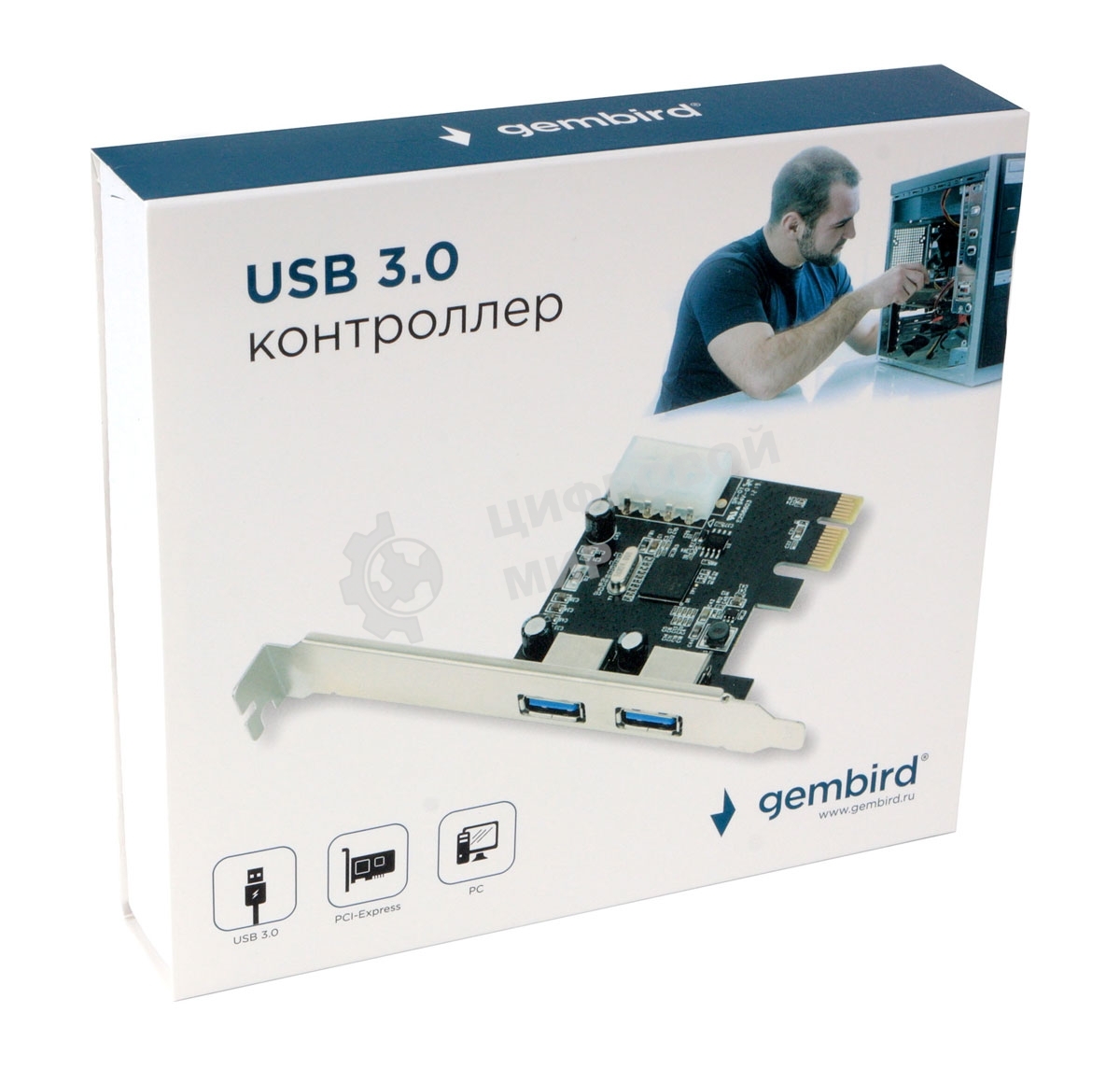 Контроллер USB Gembird SPCR-01, в PCI, порты: 2 внешн. USB 3.0