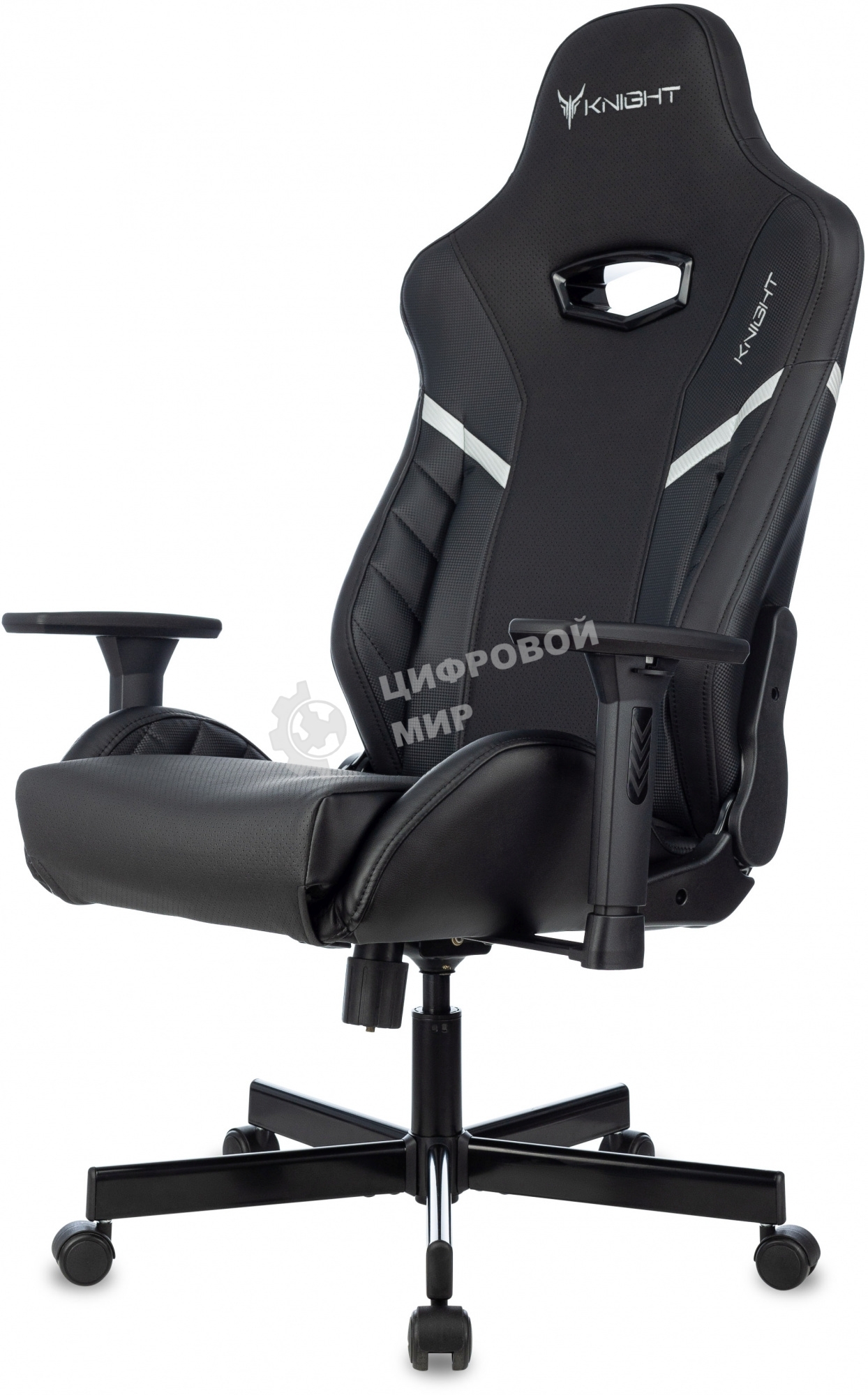 Кресло игровое Knight Thunder 5X черный эко.кожа крестов. металл