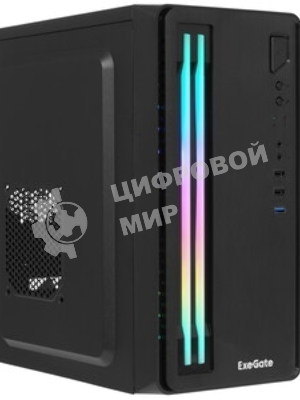 Компьютерный корпус Minitower ExeGate mEVO-7805-XP400 (mATX, БП XP400 с вент. 12см, 2*USB+1*USB 3.0, аудио, черный, с 2*RGb подсветкой)