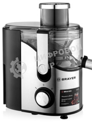 Соковыжималка BRAYER BR1710 серебристый, центробежная, 800 Вт, 350 мл, механическое