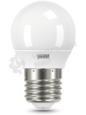 Лампа cветодиодная Gauss Elementary Шар 6W 3000K E27 (3 лампы в упаковке) LED 1/40