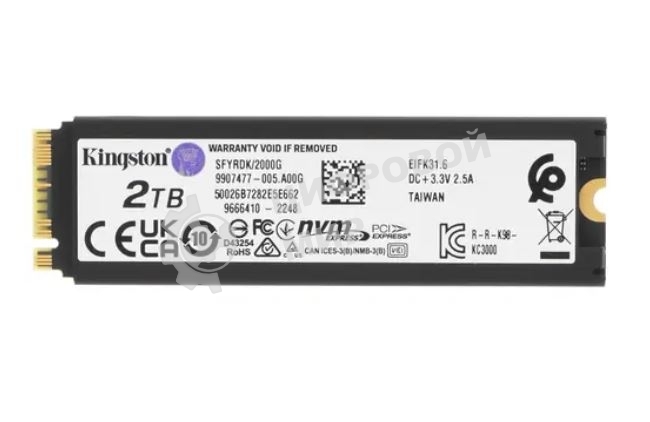 Накопитель SSD Kingston Fury Renegade, 2Tb, PCIe 4.0 x4, M.2 2280, NVMe, R/W 7300/7000