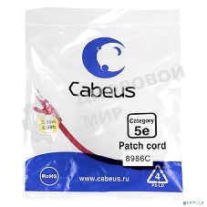 Шнур коммутационный Cabeus, Cat.5e, неэкр., U/UTP, RJ45/RJ45, PVC, AWG24, 0.15м, красный