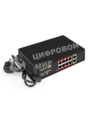 Коммутатор ExeGate EDES-1010D.8PoE-96W, 8×100 Мбит/с PoE + 2×100 Мбит/с, неуправляемый