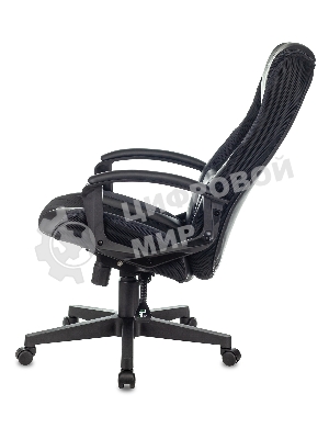 Кресло Бюрократ Zombie 9 черный/серый, экокожа, 120 кг, механизм качания