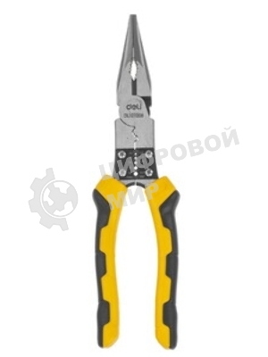 Удлиненные плоскогубцы многофункциональные Deli DL101008 220мм, (зажим/резка/зачистка/обжим), сталь Cr-V, двухкомпонентная рукоять