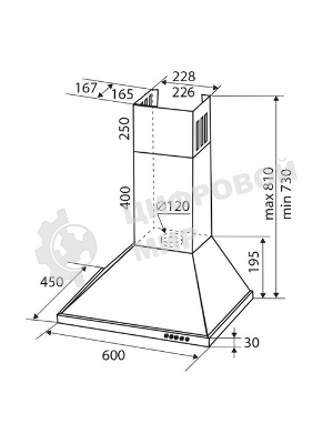 Вытяжка каминная Zigmund & Shtain K 139.6 W белый, 60 см, 500 куб. м/ч, 68 дБ