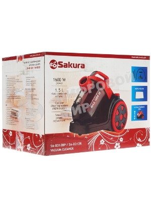 Пылесос Sakura SA-8315R красный/черный, 450/2400 Вт, уборка сухая, пылесборник контейнер 2 л